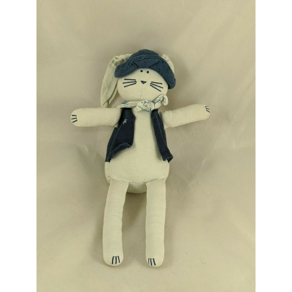 Rabbit Plush Lovey 10 Inch Blue Cotton Sheriff Badge Stuffed Animal‎ Toy